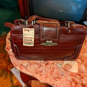 Vintage 90s Chocolate Brown Leather Look Handbag, Snakeskin Texture Purse